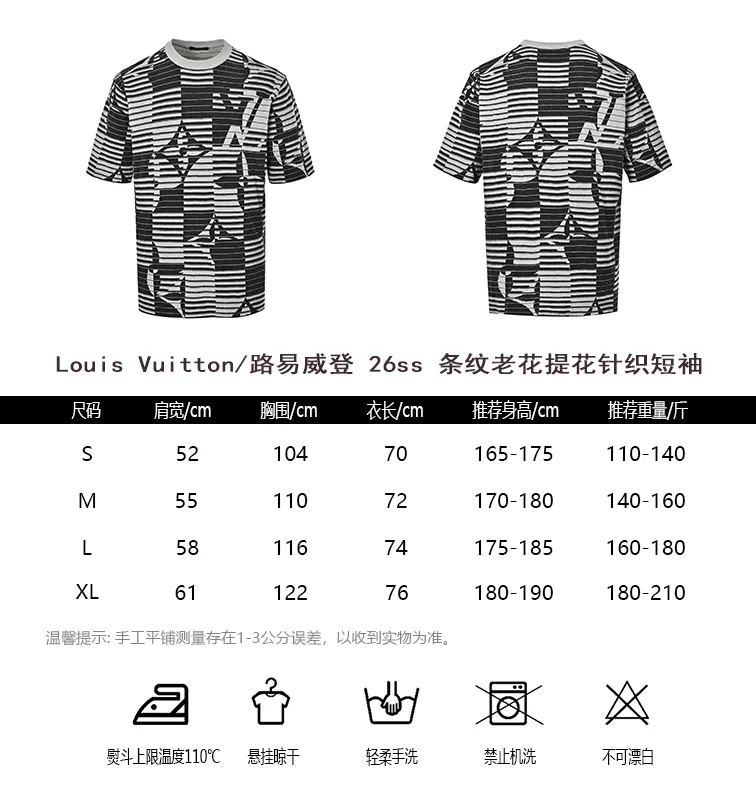 Louis Vuitton/Louis Vuitton 26ss striped old flower jacquard knitted short sleeves